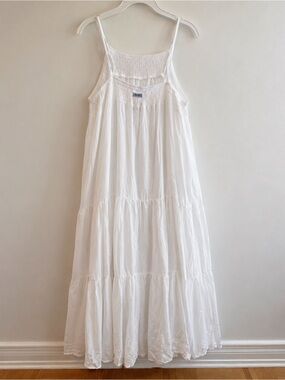 DKNY White Smocked Maxi Dress